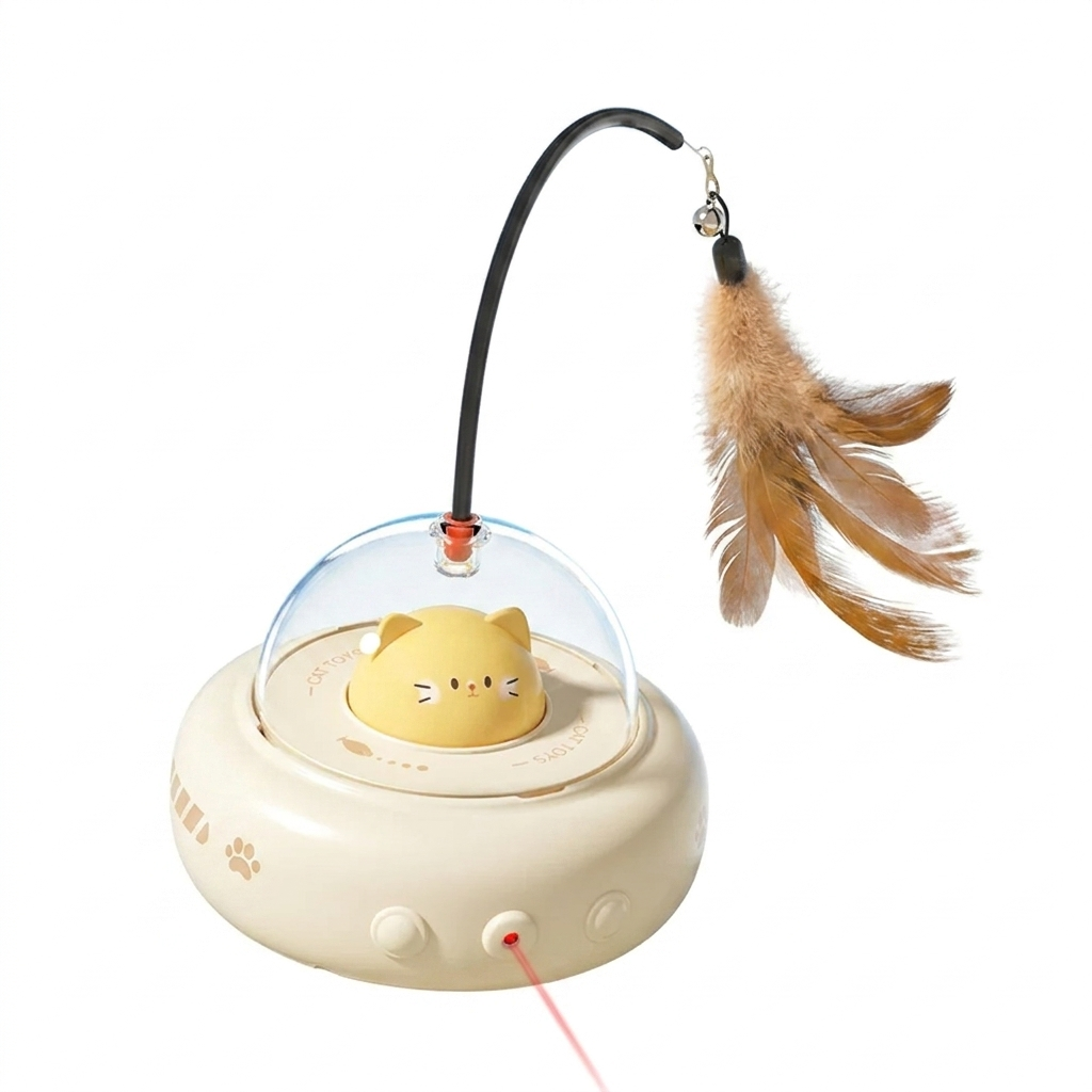 Whirlo UFO cat teaser toy in Milk Coffee