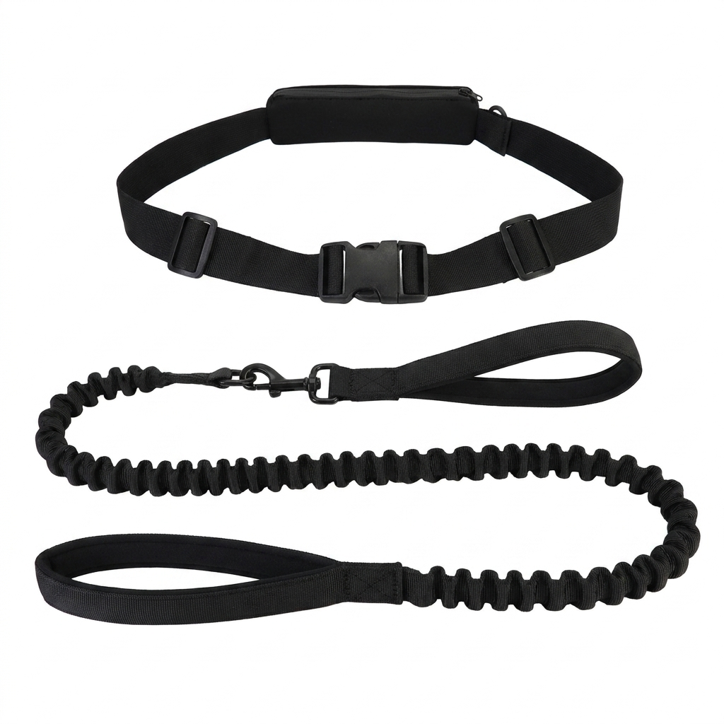 Roamly hands free leash and belt in Black